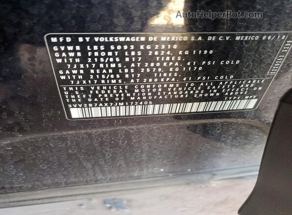 3VV2B7AX7JM172405 2018 VOLKSWAGEN TIGUAN Black Widok komory silnika