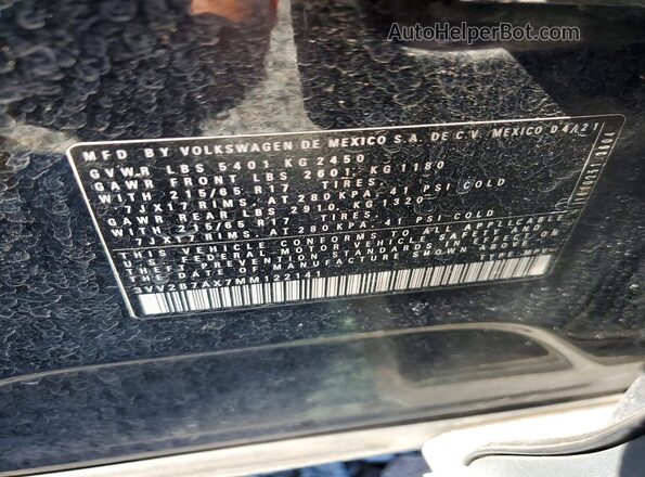3VV2B7AX7MM122141 2021 VOLKSWAGEN TIGUAN Черный Вид подкапотного пространства