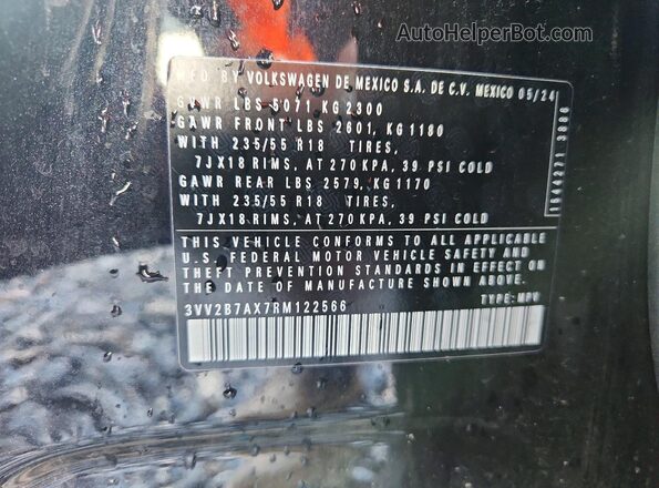 3VV2B7AX7RM122566 2024 VOLKSWAGEN TIGUAN Black Vista de la etiqueta del VIN