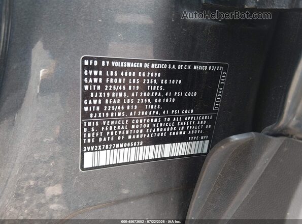 3VV2X7B27NM065638 2022 VOLKSWAGEN TAOS Gray Engine compartment view