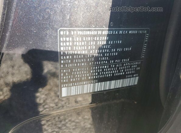 3VV3B7AX0KM027521 2019 VOLKSWAGEN TIGUAN Blue Vista de la etiqueta del VIN