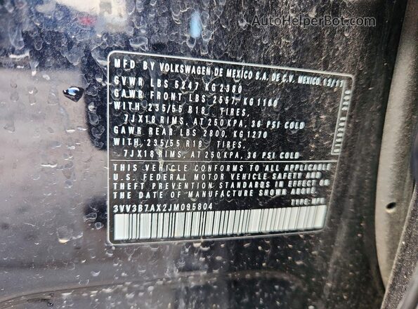 3VV3B7AX2JM095804 2018 VOLKSWAGEN TIGUAN Black VIN sticker view