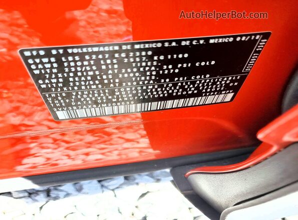 3VV3B7AX6JM208539 2018 VOLKSWAGEN TIGUAN Orange VIN კოდის სტიკერის ხედი