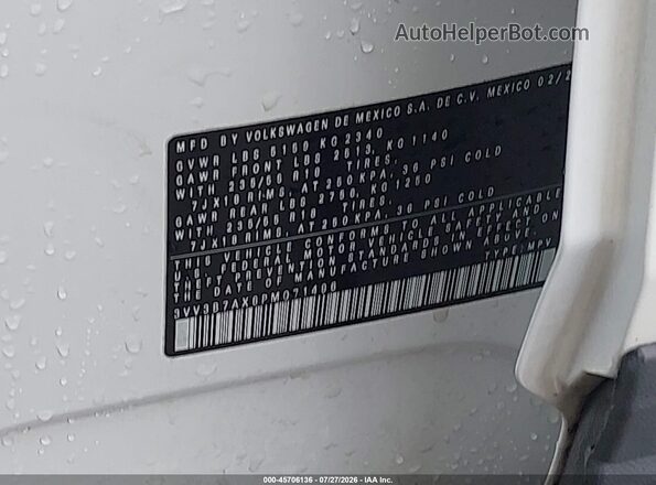 3VV3B7AX6PM071496 2023 VOLKSWAGEN TIGUAN White Engine compartment view