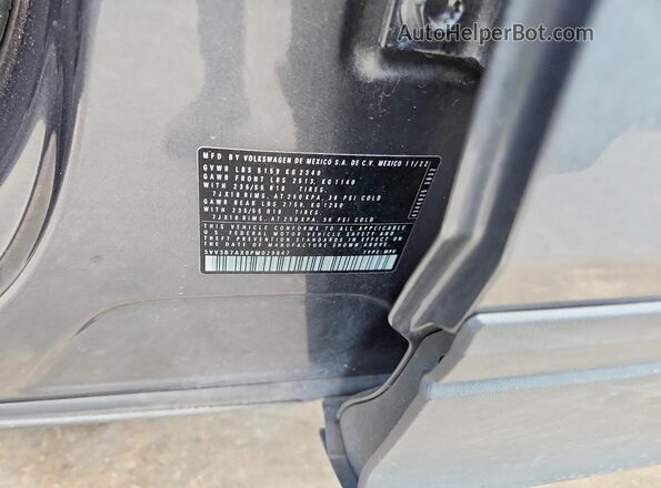 3VV3B7AX8PM029847 2023 VOLKSWAGEN TIGUAN Gray VIN კოდის სტიკერის ხედი
