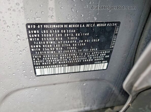 3VV3B7AX9RM098159 2024 VOLKSWAGEN TIGUAN Silver VIN կոդի պիտակի տեսք