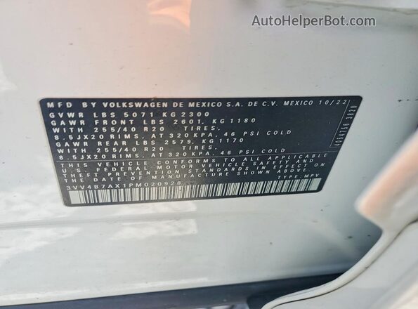 3VV4B7AX1PM020928 2023 VOLKSWAGEN TIGUAN White Вид підкапотного простору