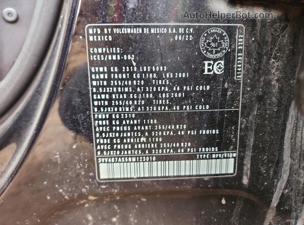 3VV4B7AX5NM123010 2022 VOLKSWAGEN TIGUAN Black Vista de la etiqueta del VIN