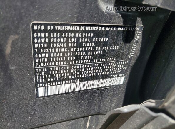 3VV4X7B28RM009755 2024 VOLKSWAGEN TAOS Gray Vista de la etiqueta del VIN
