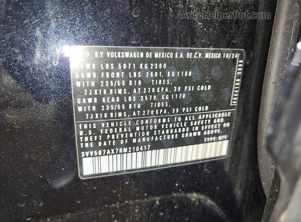 3VV5B7AX7RM210417 2024 VOLKSWAGEN TIGUAN Black Вид наклейки з VIN-кодом