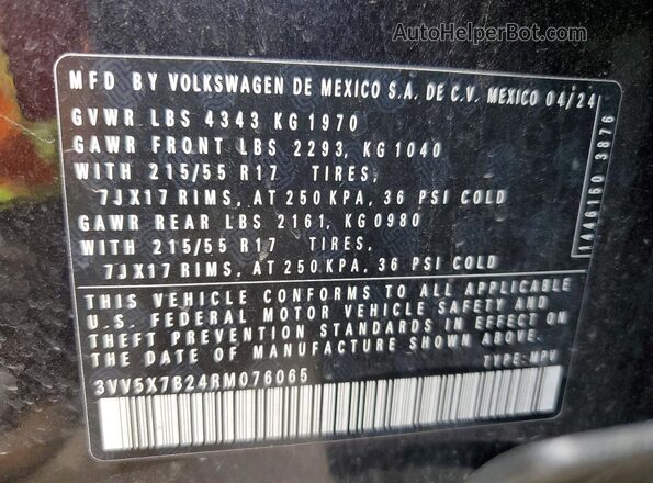 3VV5X7B24RM076065 2024 VOLKSWAGEN TAOS Черный Вид наклейки с VIN-кодом