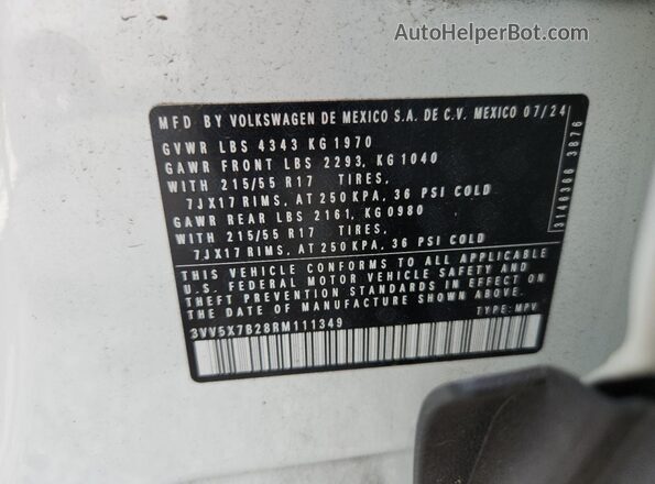 3VV5X7B28RM111349 2024 VOLKSWAGEN TAOS Белый Вид подкапотного пространства