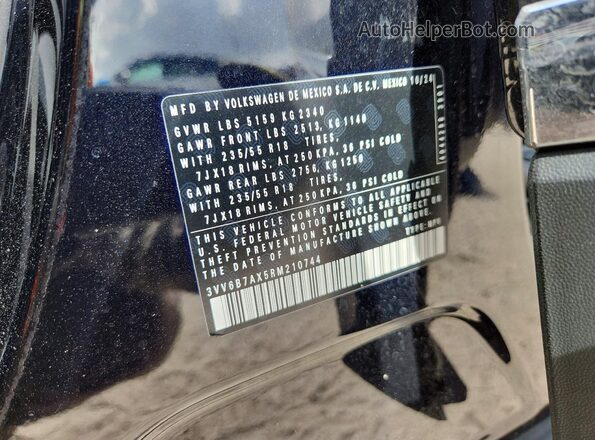 3VV6B7AX5RM210744 2024 VOLKSWAGEN TIGUAN Black Սալոնի 360 աստիճան տեսք