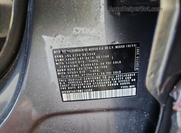 3VV6B7AX7RM213256 2024 VOLKSWAGEN TIGUAN Gray Вид наклейки з VIN-кодом