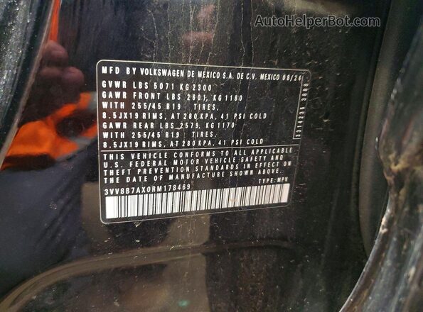 3VV8B7AX0RM178469 2024 VOLKSWAGEN TIGUAN Black Vista de la etiqueta del VIN