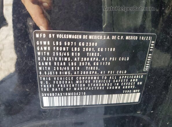 3VV8B7AX1RM034218 2024 VOLKSWAGEN TIGUAN Черный Вид наклейки с VIN-кодом