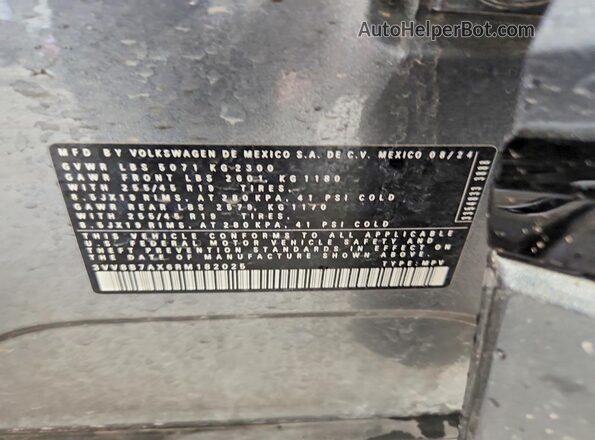 3VV8B7AX6RM182025 2024 VOLKSWAGEN TIGUAN Gray Vista de la etiqueta del VIN