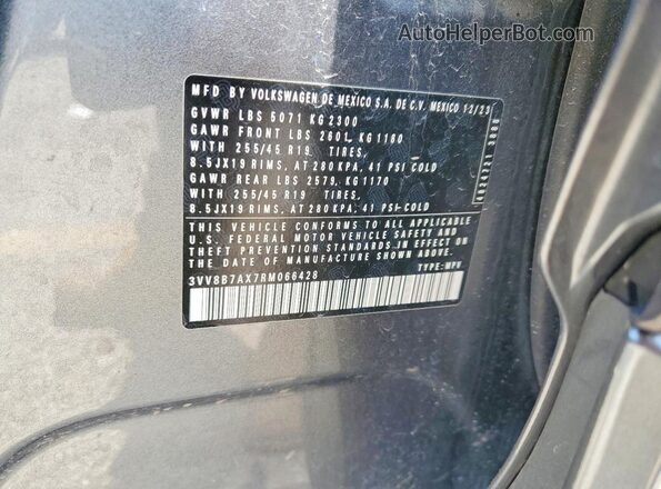 3VV8B7AX7RM066428 2024 VOLKSWAGEN TIGUAN Gray VIN კოდის სტიკერის ხედი