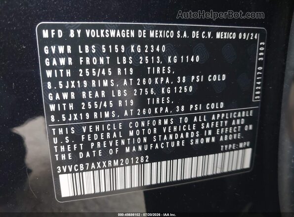 3VVCB7AXXRM201282 2024 VOLKSWAGEN TIGUAN Black Widok komory silnika