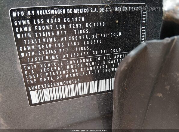 3VVDX7B23NM060199 2022 VOLKSWAGEN TAOS Gray Widok komory silnika