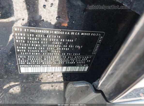 3VVDX7B28NM026579 2022 VOLKSWAGEN TAOS Black Vista del compartimento del motor