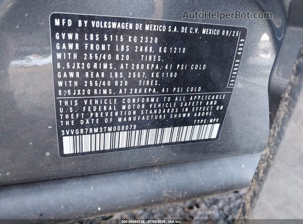 3VVGR7RM3TM008079 2026 VOLKSWAGEN TIGUAN Gray Engine compartment view