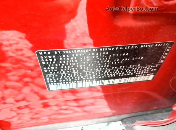 3VVMB7AX3PM009414 2023 VOLKSWAGEN TIGUAN Red Вид наклейки з VIN-кодом