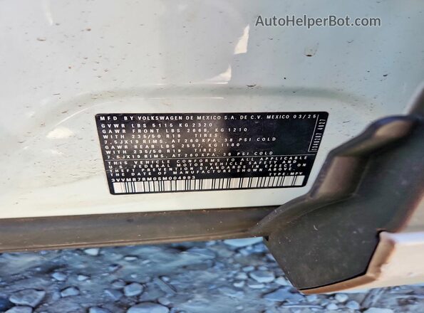 3VVMR7RM0SM004993 2025 VOLKSWAGEN TIGUAN White Շարժիչի բաժամունքի տեսք