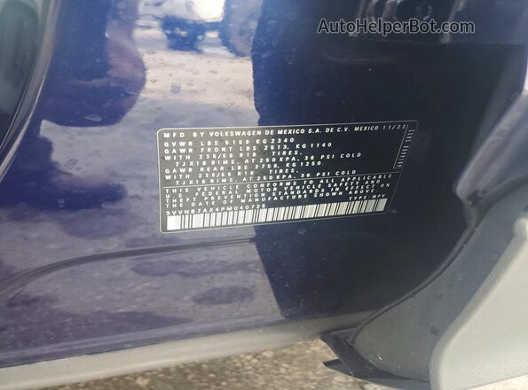 3VVNB7AX4PM040725 2023 VOLKSWAGEN TIGUAN Blue Vista de la etiqueta del VIN