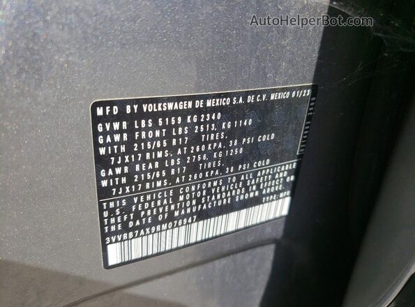 3VVRB7AX9RM076947 2024 VOLKSWAGEN TIGUAN Серебряный Панорамный вид салона 360°