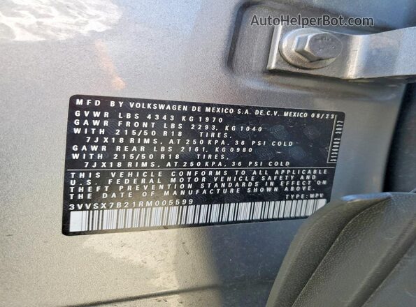 3VVSX7B21RM005599 2024 VOLKSWAGEN TAOS Silver Widok wnętrza 360 stopni
