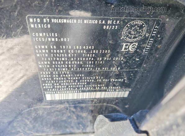 3VVSX7B2XRM006511 2024 VOLKSWAGEN TAOS Black Widok wnętrza 360 stopni