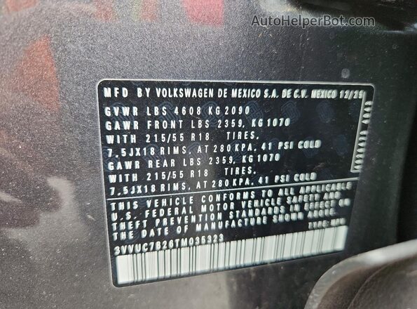 3VVUC7B26TM035323 2026 VOLKSWAGEN TAOS Gray Вид підкапотного простору