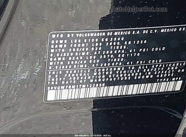 3VVUW7RM1TM122836 2026 VOLKSWAGEN TIGUAN Black Widok komory silnika