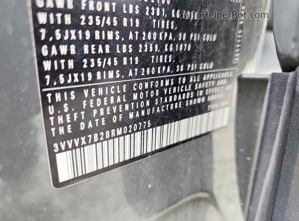 3VVVX7B28RM020775 2024 VOLKSWAGEN TAOS Gray Widok naklejki z numerem VIN