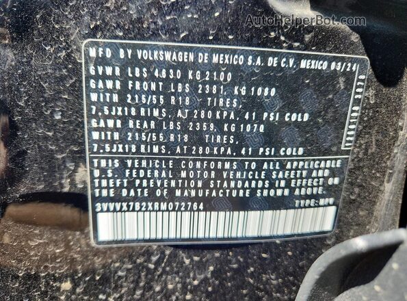 3VVVX7B2XRM072764 2024 VOLKSWAGEN TAOS Black 360 interior view