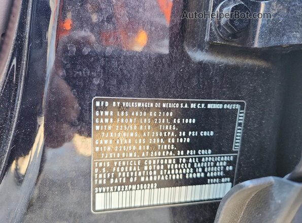 3VVYX7B2XPM350282 2023 VOLKSWAGEN TAOS Black VIN sticker view