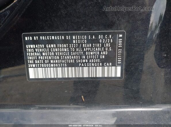 3VW1T7BU0SM063715 2025 VOLKSWAGEN JETTA Черный Вид подкапотного пространства