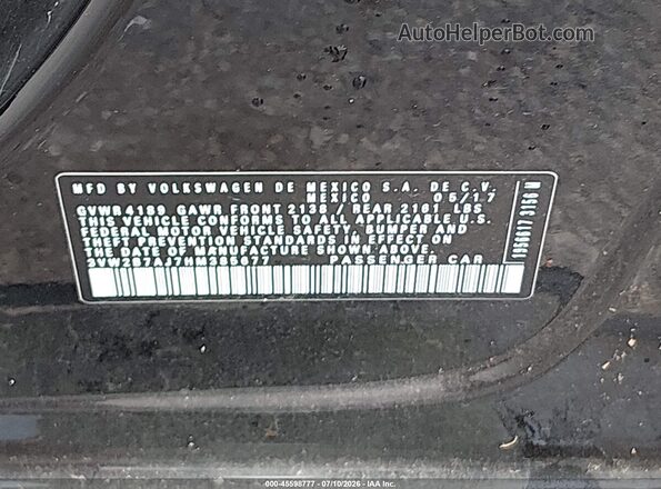 3VW2B7AJ7HM385677 2017 VOLKSWAGEN JETTA Black Widok komory silnika