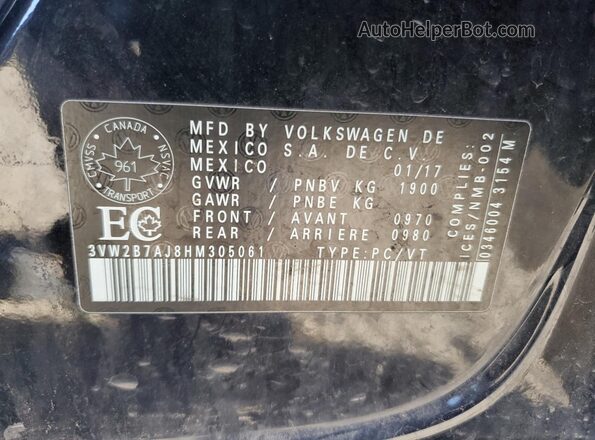 3VW2B7AJ8HM305061 2017 VOLKSWAGEN JETTA Black Vista del compartimento del motor