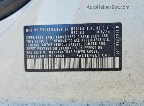 3VW2T7BU9RM094959 2024 VOLKSWAGEN JETTA White Vista del compartimento del motor