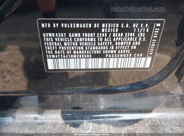 3VW4T7AJ1HM286505 2017 VOLKSWAGEN JETTA Black ძრავის განყოფილების ხედი