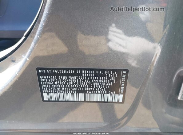 3VW4T7AJXHM339105 2017 VOLKSWAGEN JETTA Gray Widok komory silnika