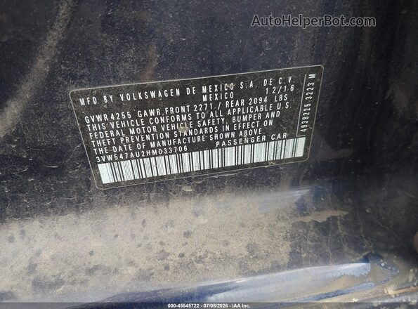 3VW547AU2HM033706 2017 VOLKSWAGEN GOLF Blue Widok komory silnika
