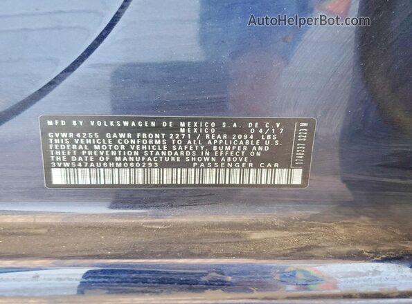 3VW547AU6HM060293 2017 VOLKSWAGEN GTI Blue Engine compartment view