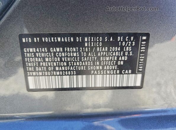 3VW5M7BU7RM026833 2024 VOLKSWAGEN JETTA Gray Engine compartment view