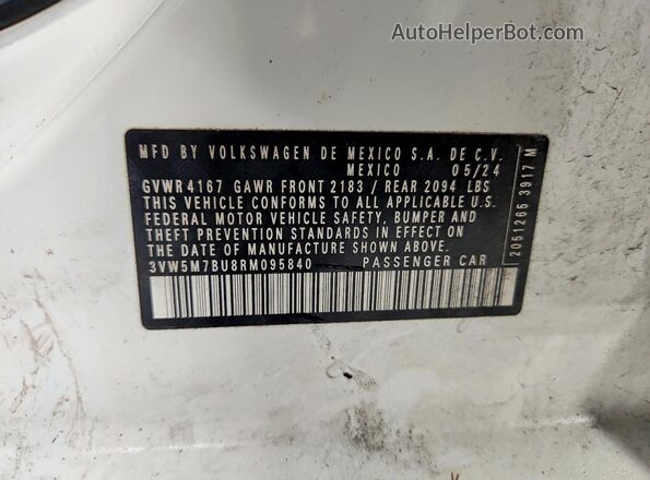 3VW5M7BU8RM095840 2024 VOLKSWAGEN JETTA White Շարժիչի բաժամունքի տեսք
