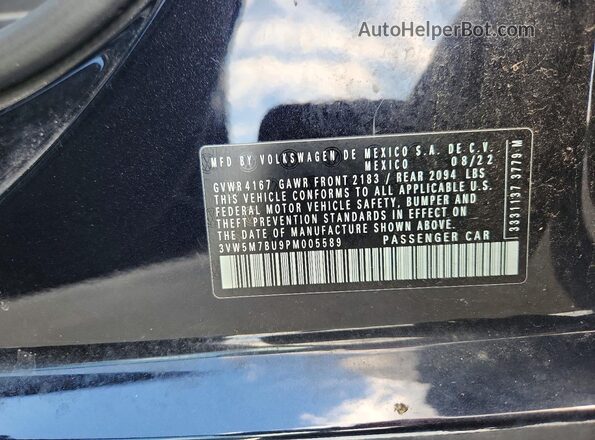 3VW5M7BU9PM005589 2023 VOLKSWAGEN JETTA Black VIN კოდის სტიკერის ხედი
