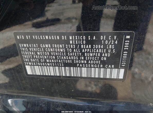 3VW5X7BU8SM031133 2025 VOLKSWAGEN JETTA Черный Вид подкапотного пространства