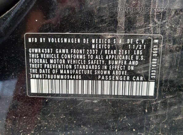 3VW6T7BU0MM094486 2021 VOLKSWAGEN JETTA Black VIN sticker view